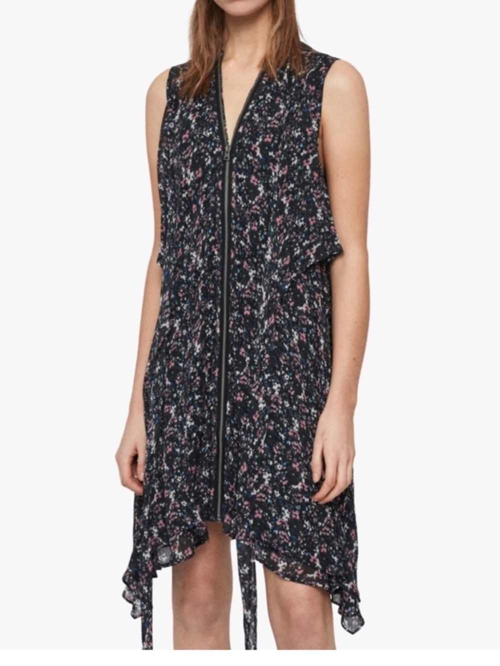 All Saints Jayda Sketch dress with front zipper Size Large